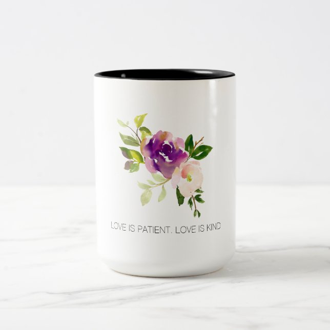 Mug Aquarelle rose pourpre Floral (Centre)