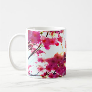 Mug Aquarelle rose ressort floral   Arbre à fleurs