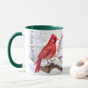 Mug Aquarelle Rouge Cardinal Bird Nom et texte personn