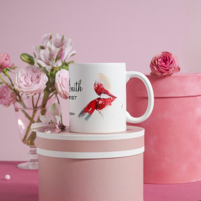 Mug Aquarelle rouge lèvres et marque de maquillage rou (Créateur téléchargé)