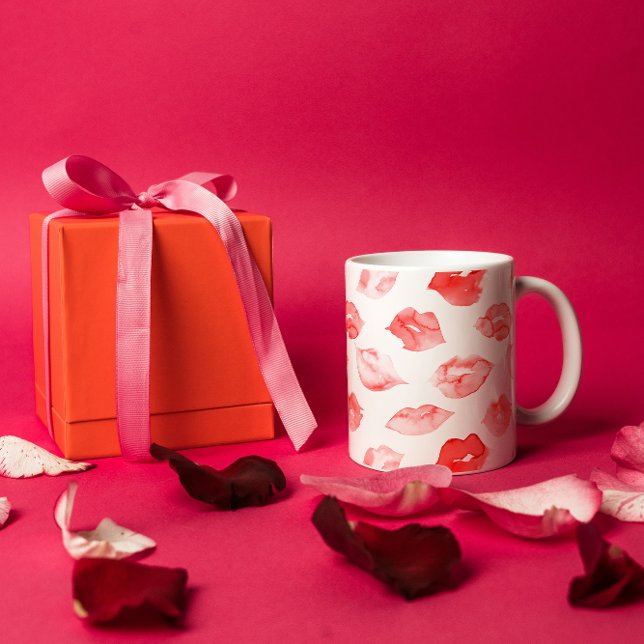 Mug Aquarelle rouge lèvres marque de maquillage motif (Créateur téléchargé)