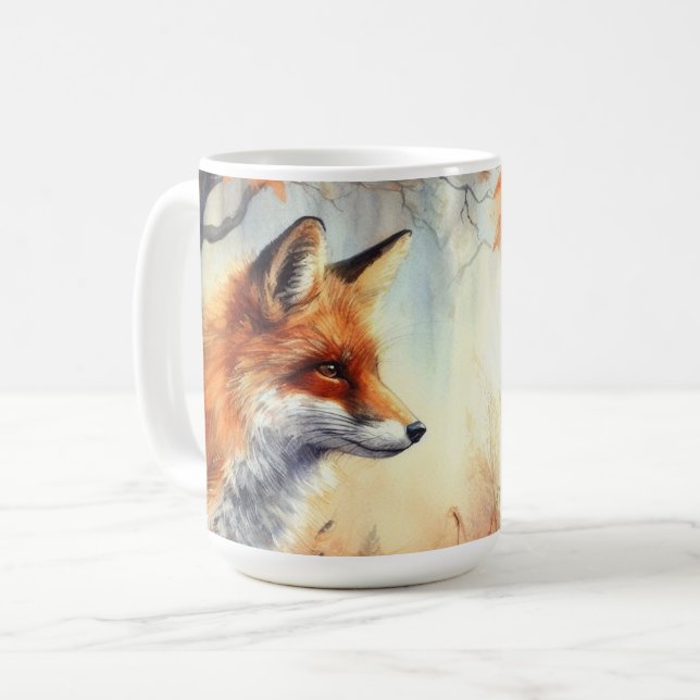 Mug Aquarelle Rouge Renard Automne Couleur automne Nat (Devant gauche)