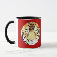 Aquarelle rouge Tigre chinois Nouvel An 2022 Zodia