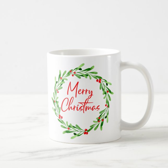 Mug Aquarelle rouge verte minimale de Noël (Droite)