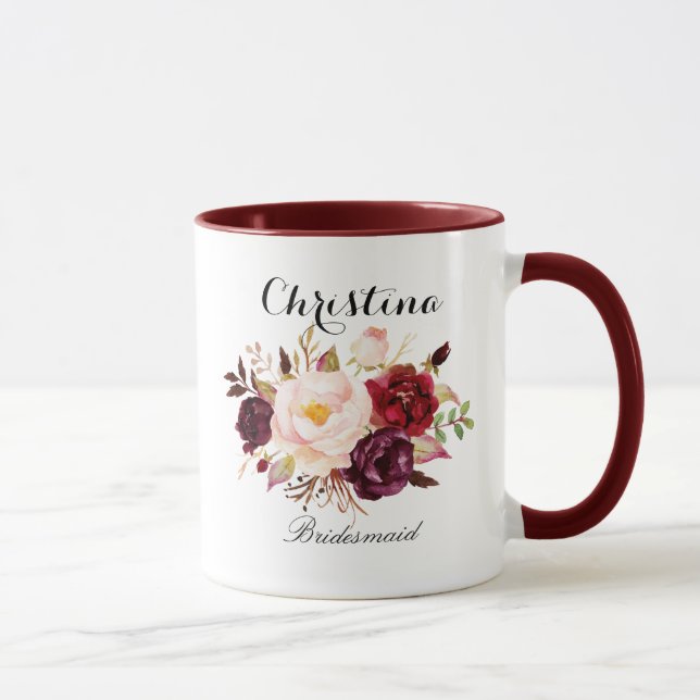 Mug Aquarelle rustique Florale (Droite)