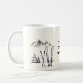 Mug Aquarelle rustique Ski neige montagne hiver