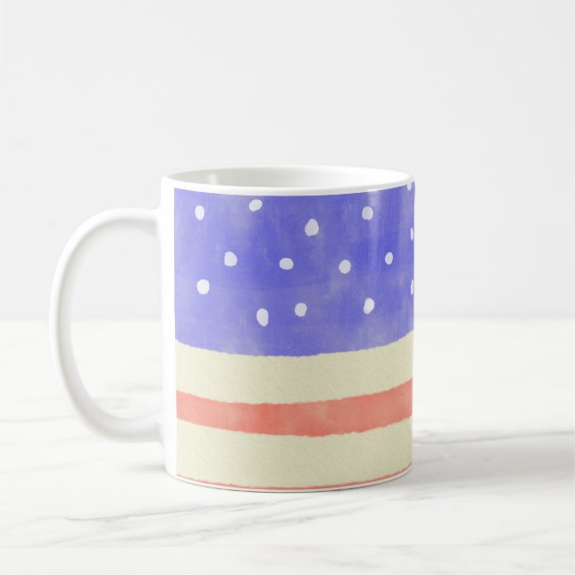 Mug Aquarelle rustique USA drapeau américain (Gauche)