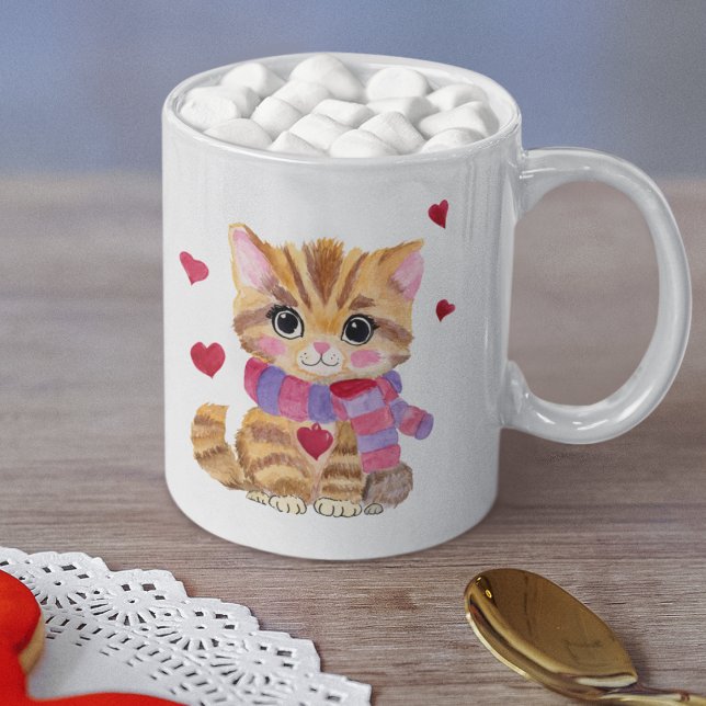 Mug Aquarelle Saint Valentin Kitty (Créateur téléchargé)