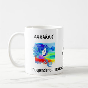 Mug aquarelle signe et caractéristiques du zodiaque Aq