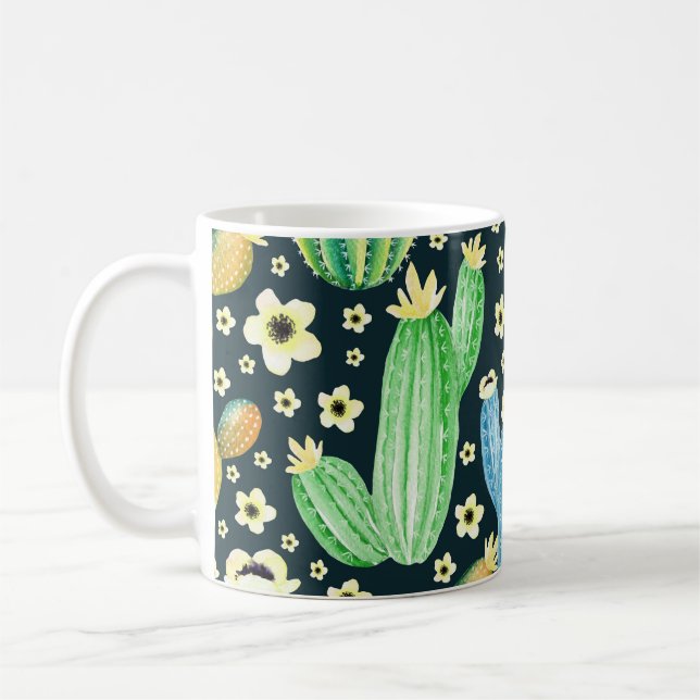 Mug Aquarelle Succulente Cactus Motif Floral (Gauche)