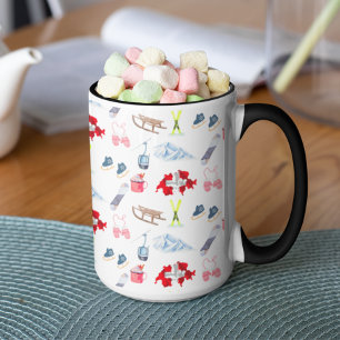 Mug Aquarelle Suisse Icônes de voyage hiver