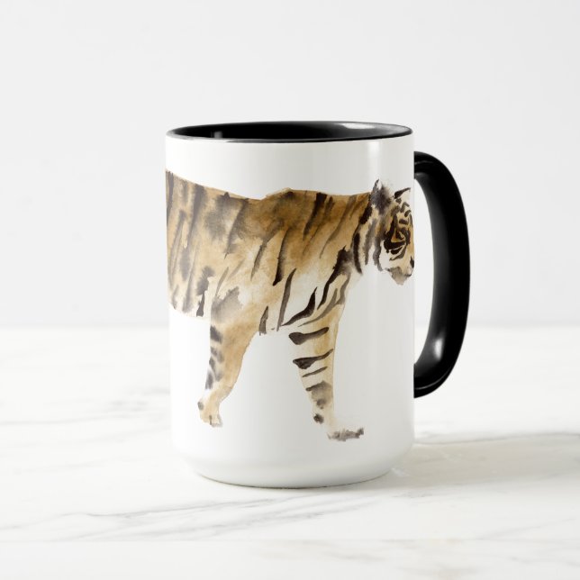 Mug Aquarelle Tigre Marcher (Devant droit)