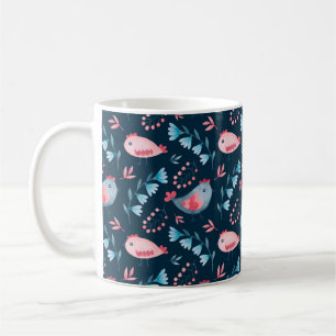 Mug Aquarelle transparente motif de fleurs de poulets 
