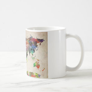 Mug Aquarelle urbaine de carte du monde