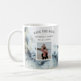Mug aquarelle vagues côtier enregistrer la photo date