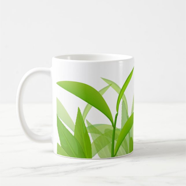 Mug Aquarelle vert clair feuilles (Gauche)