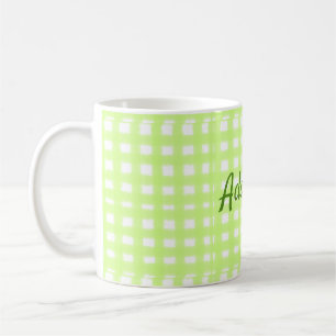Mug Aquarelle vert plaid ginham personnalisé ajouter t
