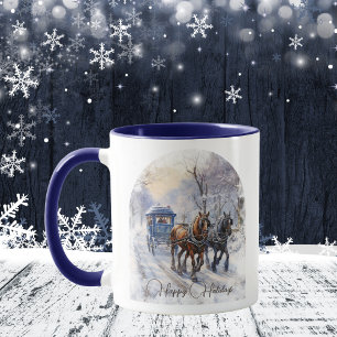 Mug Aquarelle Victorian Scene Joyeuses Vacances