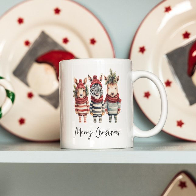 Mug Aquarelle vintage Animaux de Noël (Créateur téléchargé)