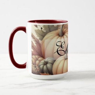 Mug Aquarelle vintage des citrouilles et des feuilles 