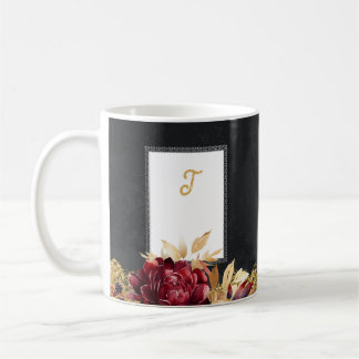 Mug Aquarelle vintage en or noir Flore profonde Initia