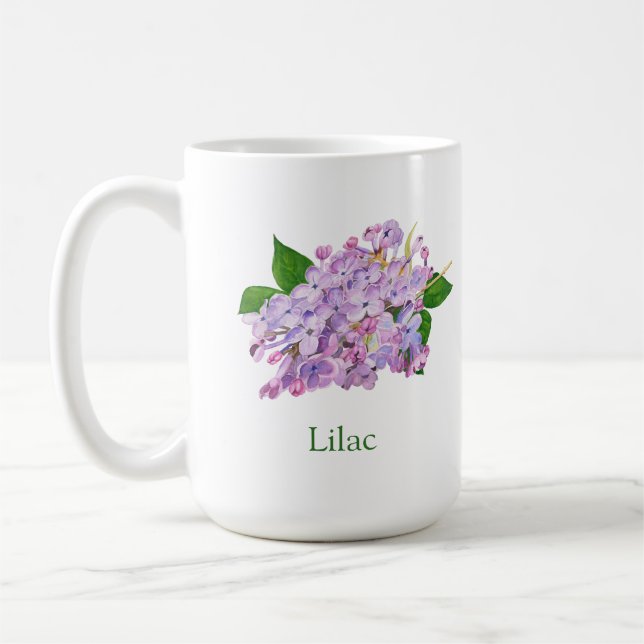 Mug aquarelle violette de fleur lilas (Gauche)