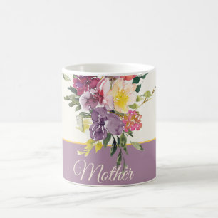 Mug Aquarelle violette et bordeaux florale personnalis