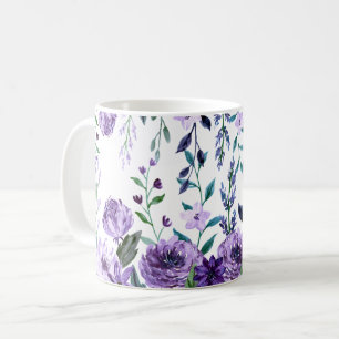 Mug Aquarelle violette Fleurs sauvages violet Floral v