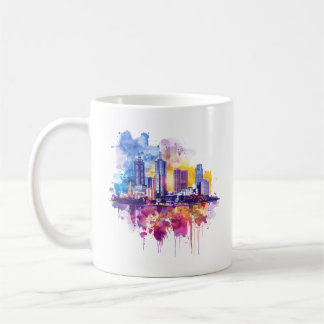 Mug Aquarelle vive Cityscape Skyline Reflection