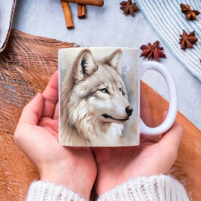 Mug Aquarelle Wolf Spirit - Faune mystique (Créateur téléchargé)