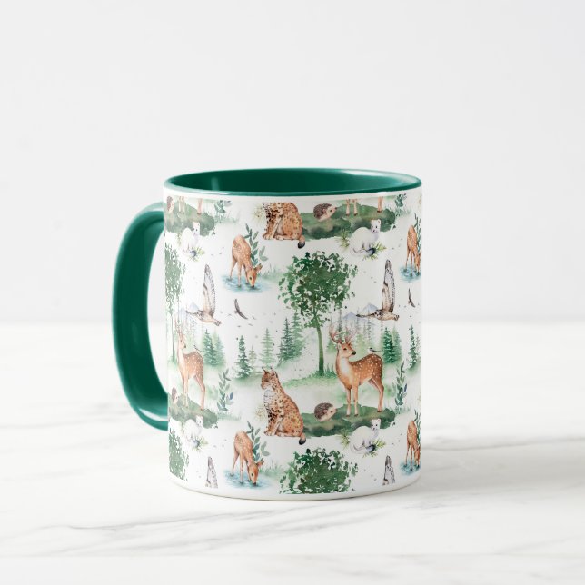 Mug Aquarelle Woodland Baby Motif animal (Devant gauche)