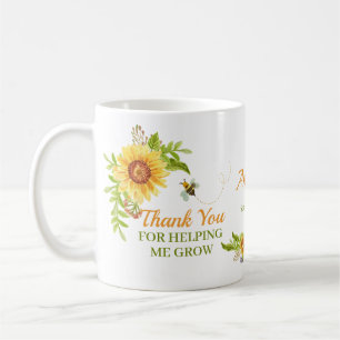 Mug Aquarelle Yellow Sunflower Appréciation de l'ensei