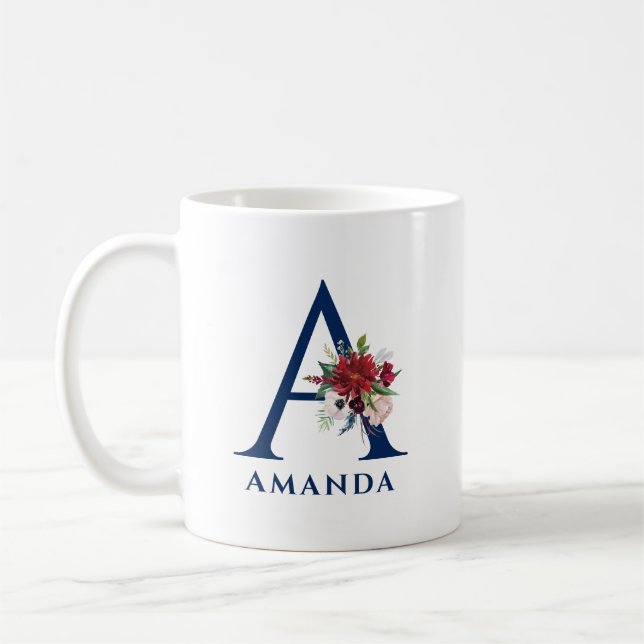 Mug Aquarelles colorées Bouquet Monogramme personnalis (Gauche)