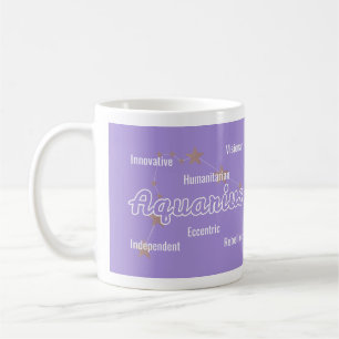 Mug Aquarius Purple Blue Aquarelle Astrologie Zodiac