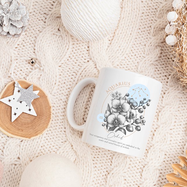 Mug Aquarius zodiac fleur de naissance mois anniversai (Aquarius mug)