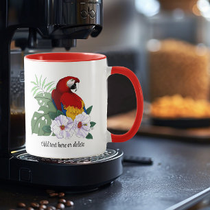 Mug Ara Macao Rouge Perroquet Tropical Hibiscus Floral