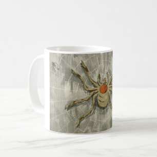 Mug Araignée d'Halloween vintage dans son Web avec une