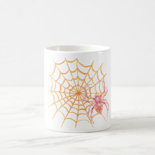 Mug Araignée rose orange groovy sur toile Halloween