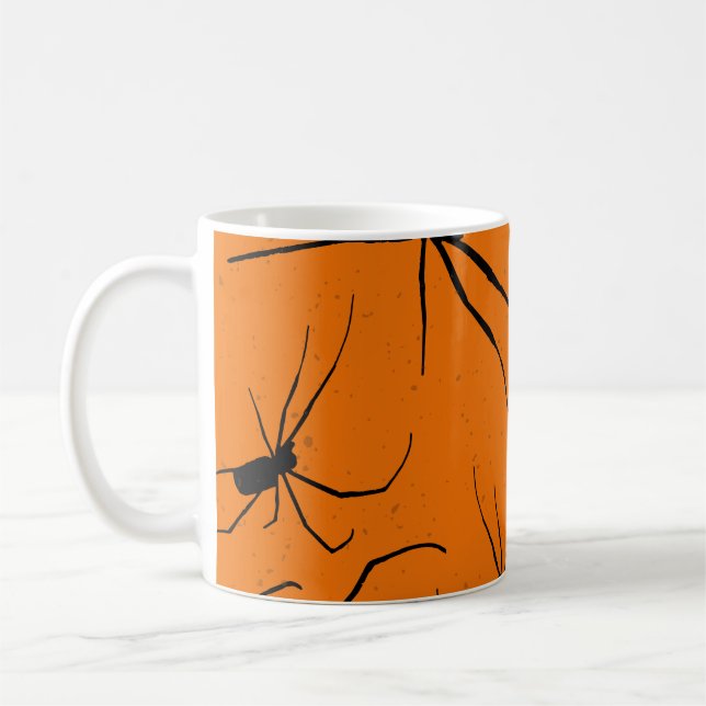 Mug Araignées d'Halloween orange Motif, Araignée noire (Gauche)