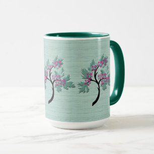 Mug Arbre à fleurs gracieux vert + prune