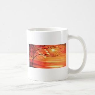 Mug Arbre Abstrait et coucher de soleil rouge
