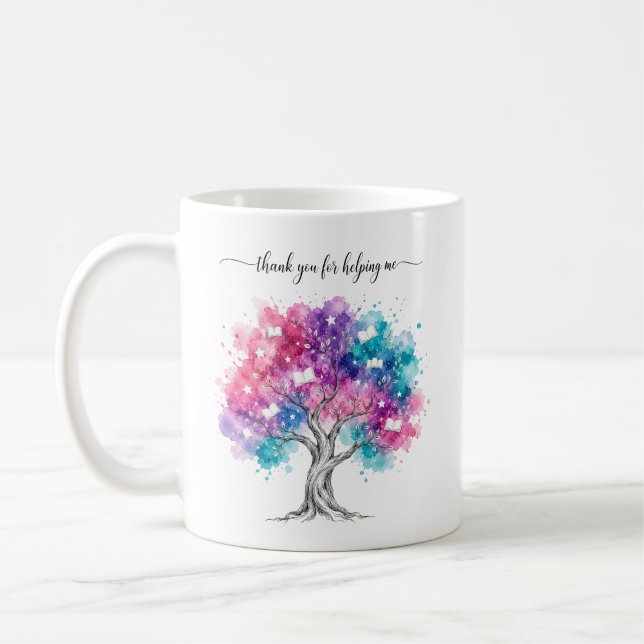 Mug Arbre Aquarelle Professeur Remerciement Merci (Gauche)
