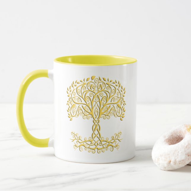 Mug Arbre Celtique Jaune (Avec donut)