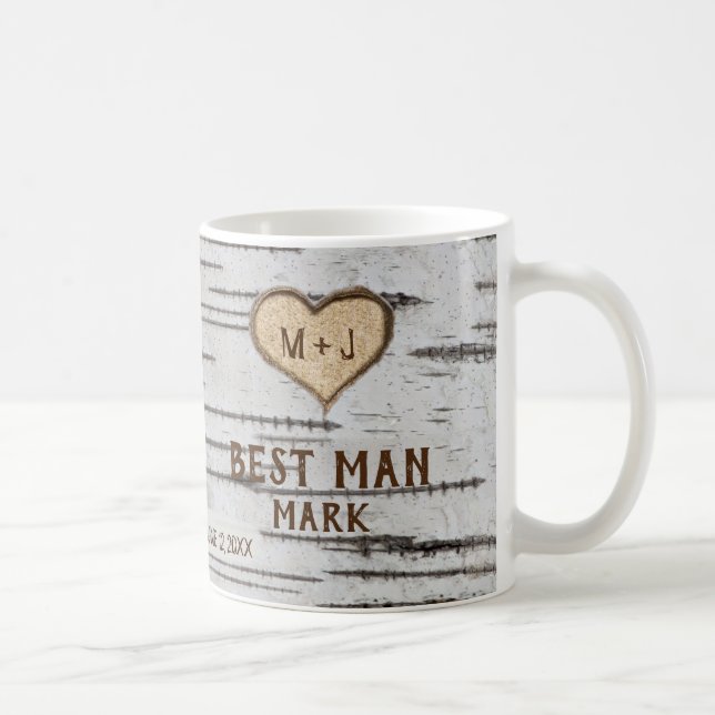 Mug Arbre de bouleau cœur rustique témoin de mariage (Droite)