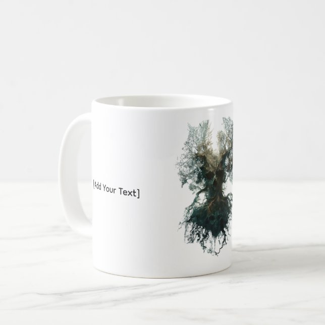 Mug Arbre de crâne Surréalisme Nature sombre (Devant gauche)