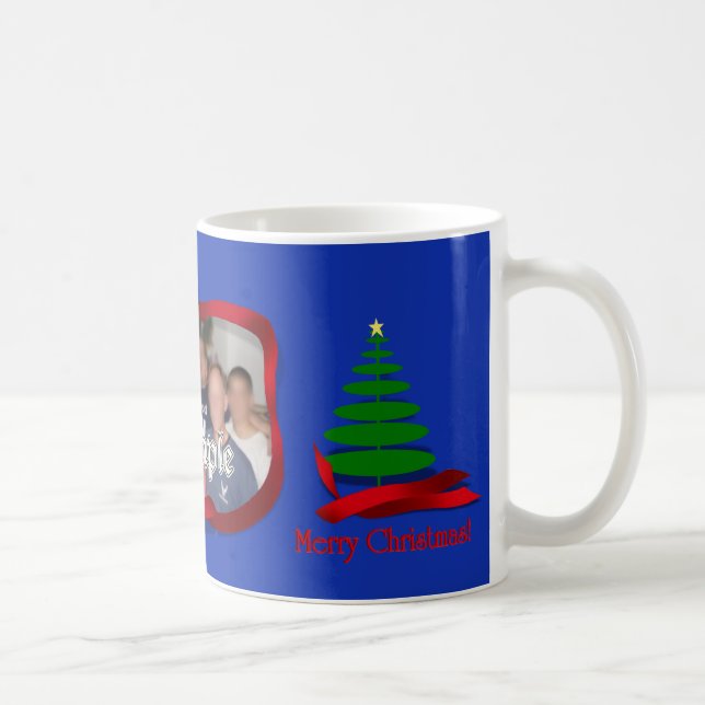 Mug Arbre de Noël avec cadre photo en ruban rouge (Droite)