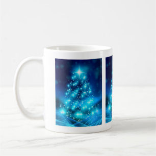 Mug Arbre de Noël bleu cool avec lumières étincelantes