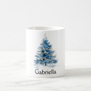 Mug Arbre de Noël bleu or
