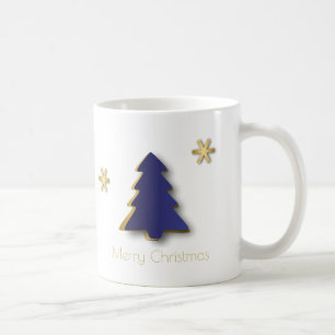 Mug Arbre de Noël bleu or élégant