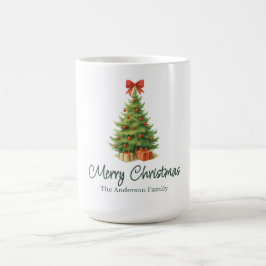 Mug Arbre de Noël élégant avec Bow rouge et présents -